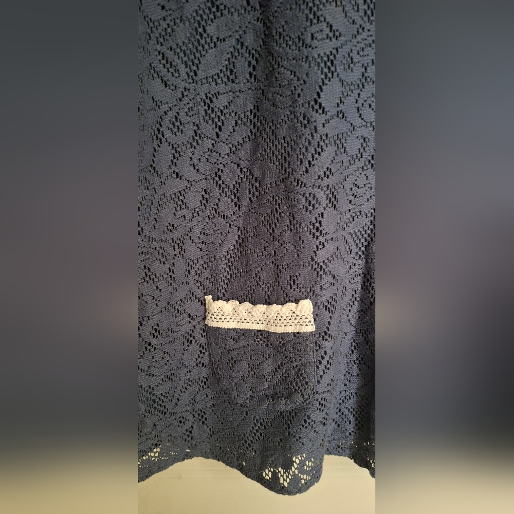 Hannah Women's Cottob Blue Lace Top Sz XL Coquette Clasic Romantic Basic - Picture 7 of 7